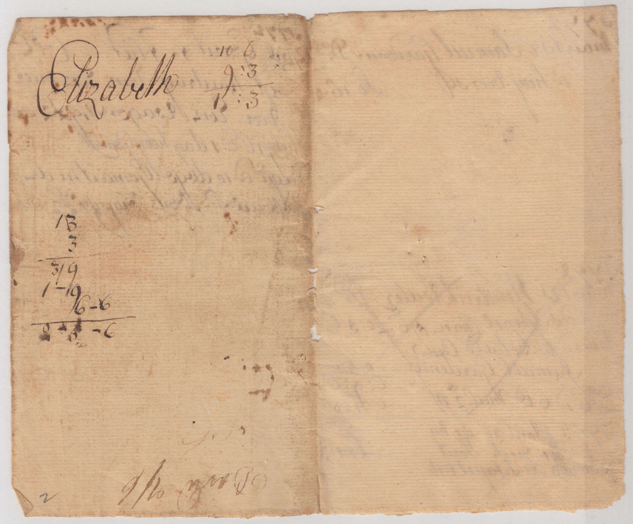 BH103, 1772 & 1773 Account Book Page of Elizabeth Huyck